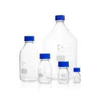 Laboratory bottle or DURAN 25ml with graduation, screw cap+pouring ring PP(blue), 10 pc or PAK